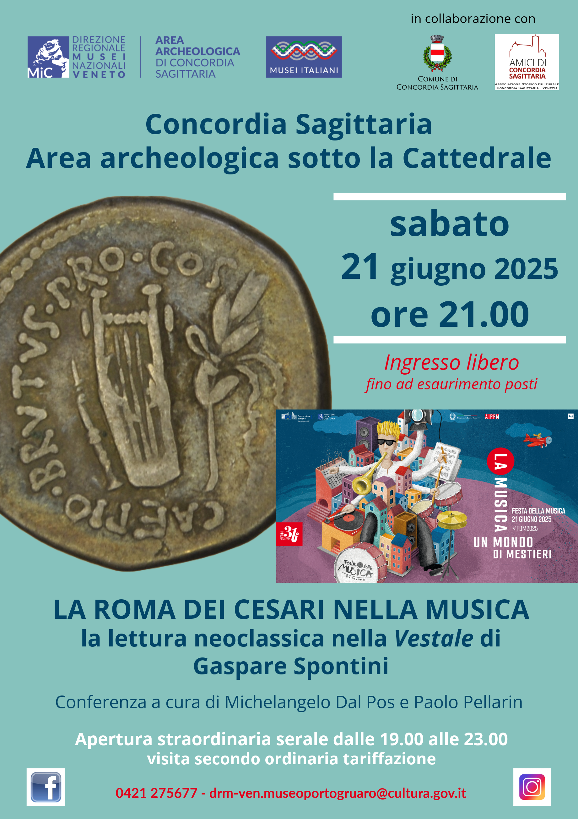 LA ROMA DEI CESARI NELLA MUSICA La lettura neoclassica nella Vestale di Gaspare Spontini | Festa della Musica 2025 | Area archeologica sotto la Cattedrale di Concordia Sagittaria